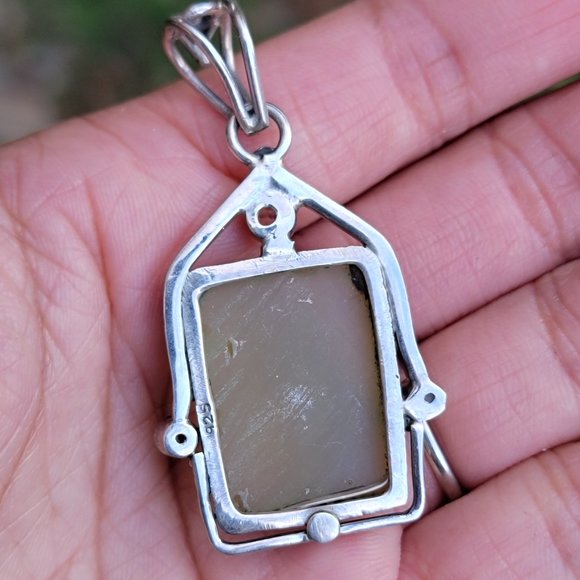 Stunning artisan handmade 925 sterling silver cushion cut chacelodony w/quartz - Picture 4 of 16